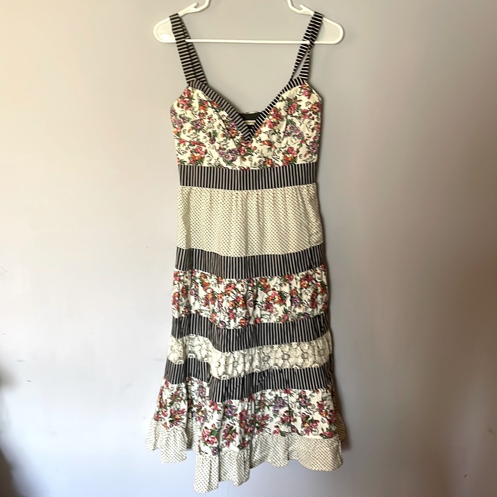 Nanette Lepore tiered summer dress, multi-pattern